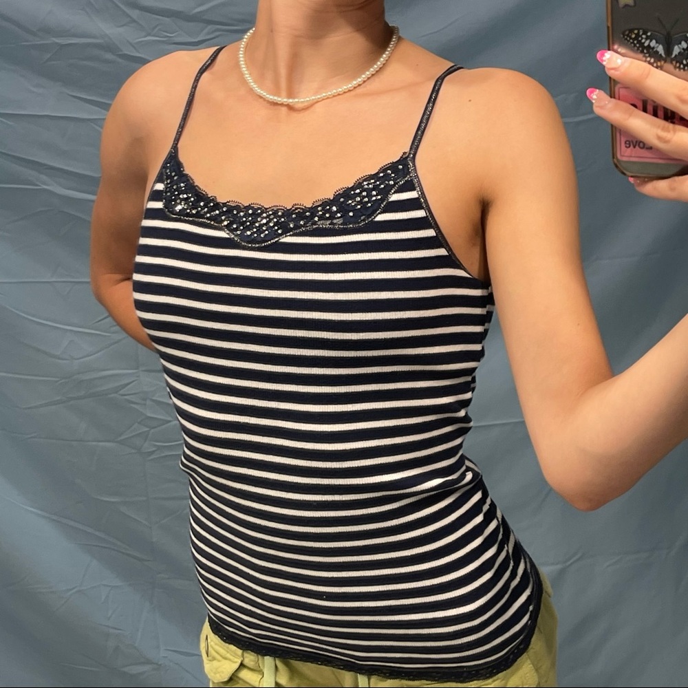 Vintage y2k justice bedazzled striped cami